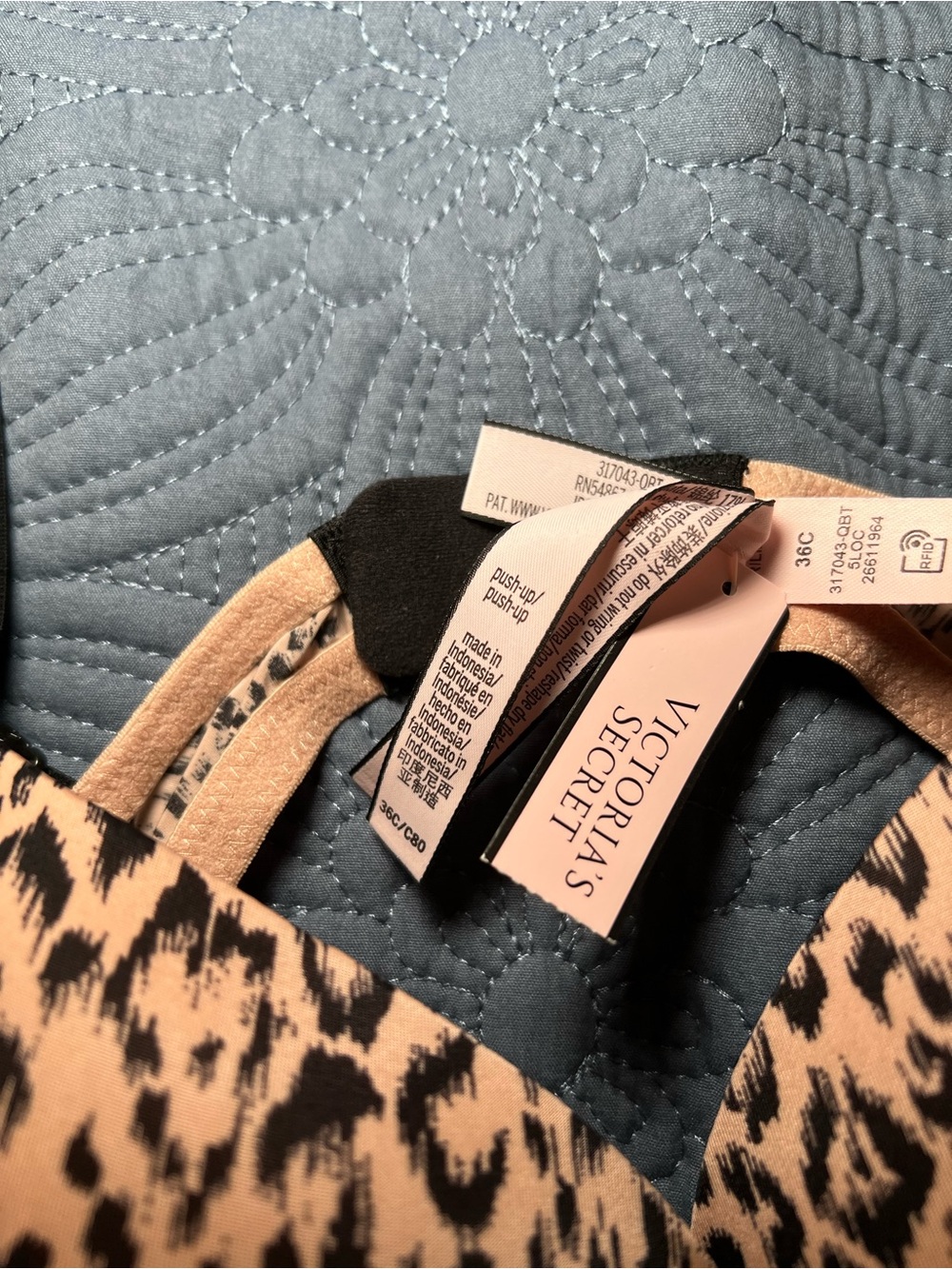 Victoria's Secret Leopard Push-Up Bra - Black & Tan 36C - Picture 3 of 4